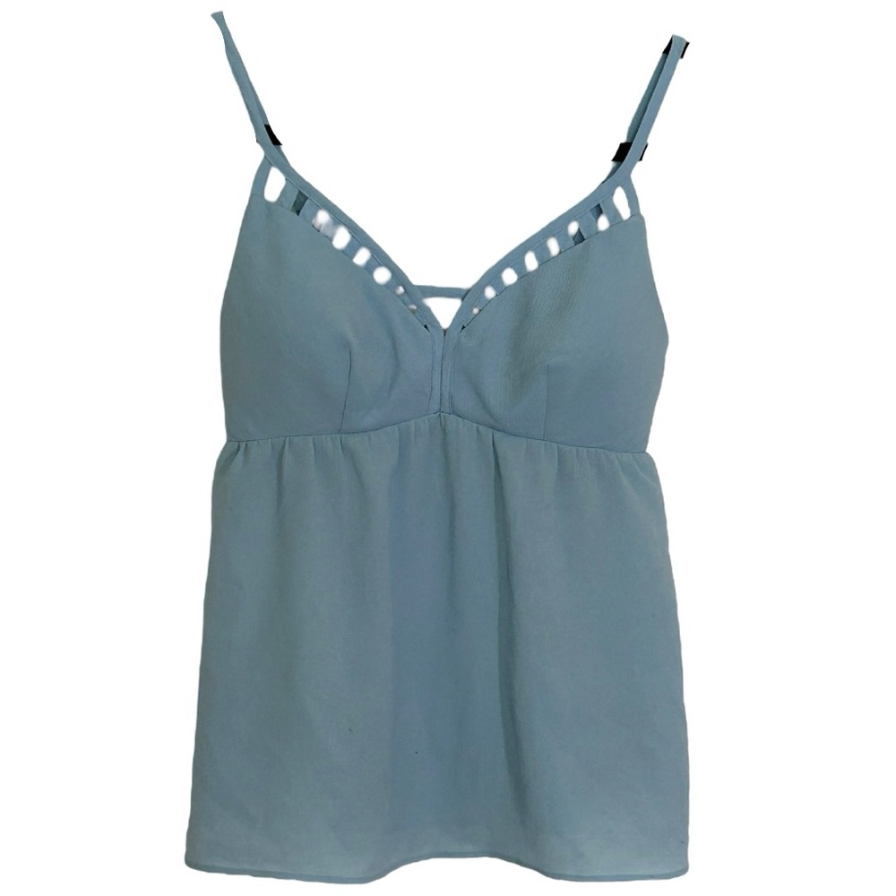 Candies Women’s Blue Cami Y2K V Neck Spaghetti Strap‎ Top  Sz S
